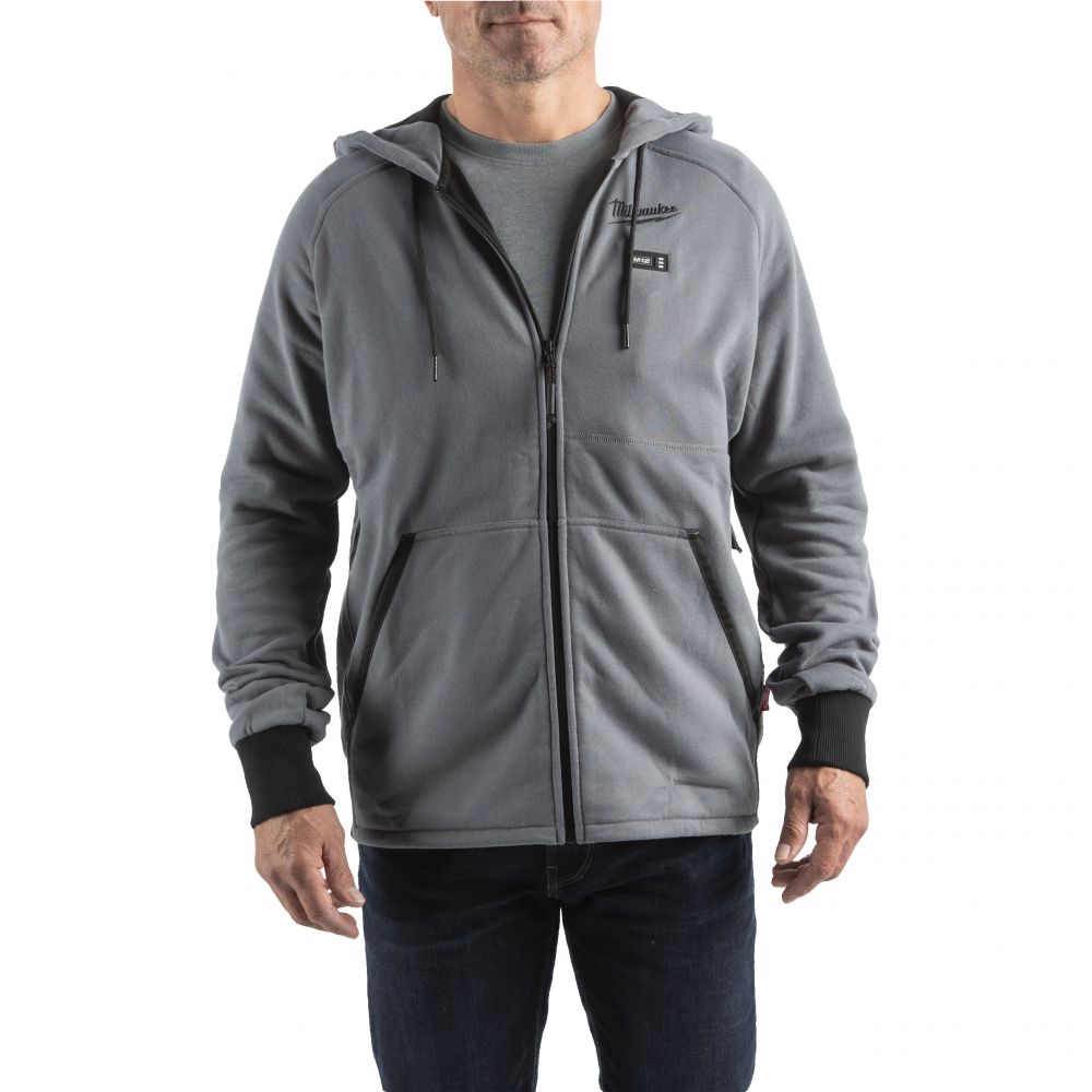 12 V Akku-Heiz-Kapuzenpullover Herren grau, ohne Akku u. Ladegerät 
